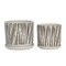 Kingston Living Dotted Ceramic Planters with Saucers - 6" - Beige and Black - Set of 2